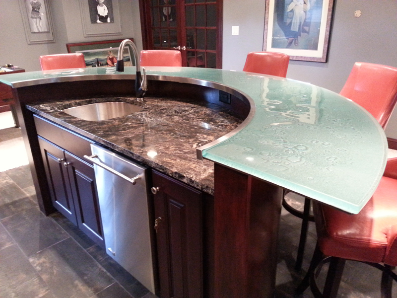 Raised Glass Countertops, Bars and Kitchens